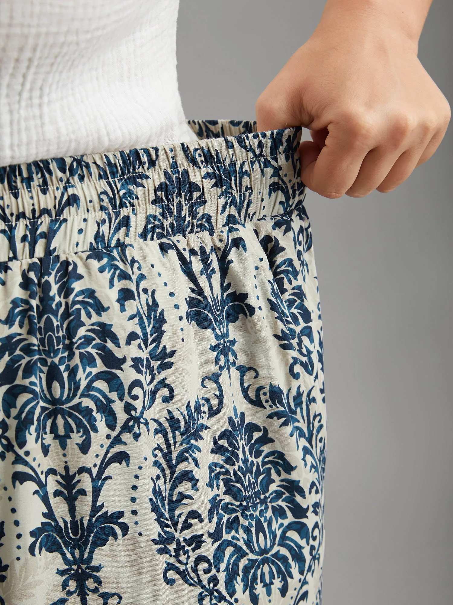 Damask Print Tassel Straight-Leg Pants sold by Bloomchic product image thumbnail 3