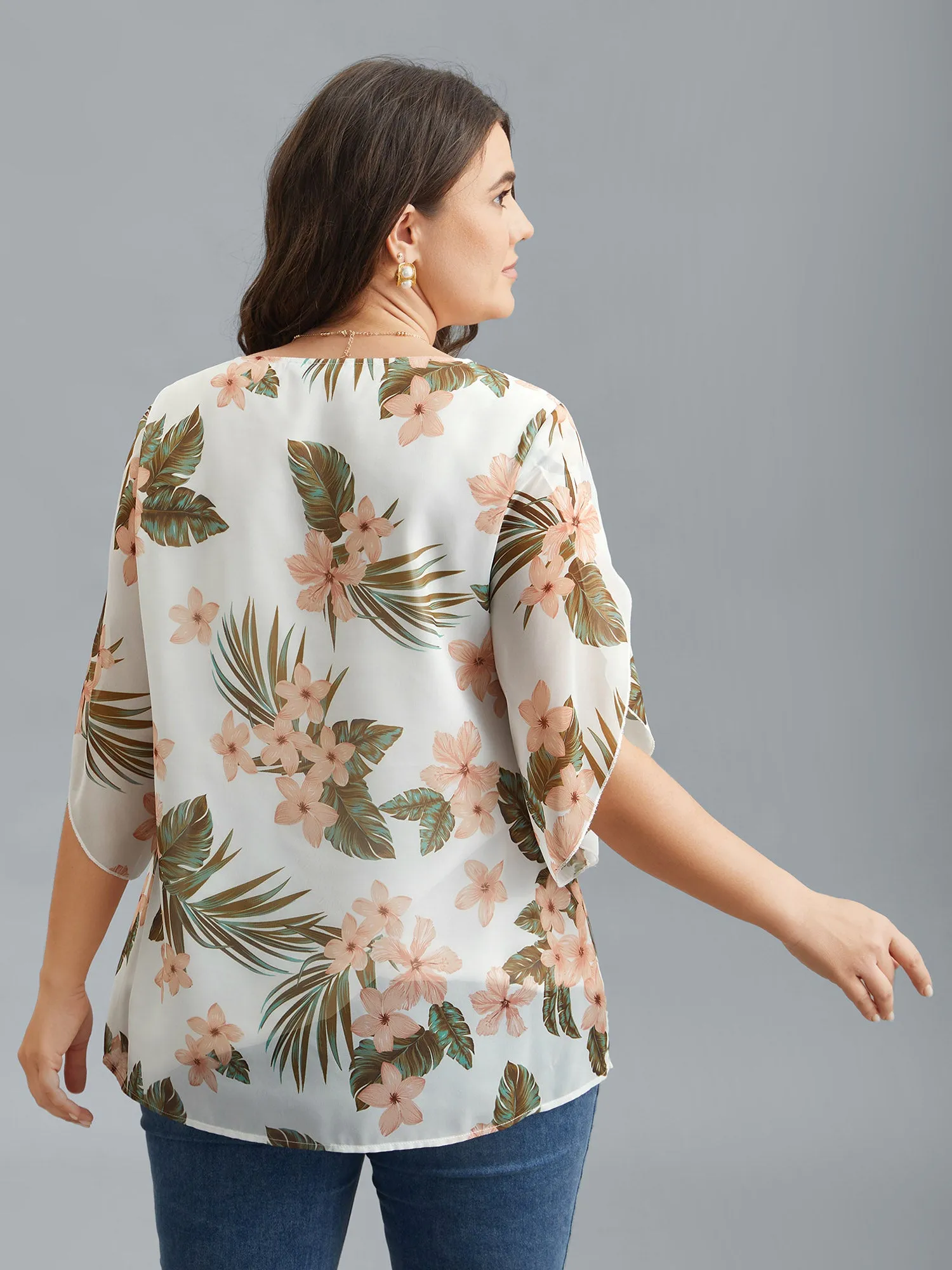Petal Sleeve Floral Round Neck Shirt sold by Bloomchic product image thumbnail 4