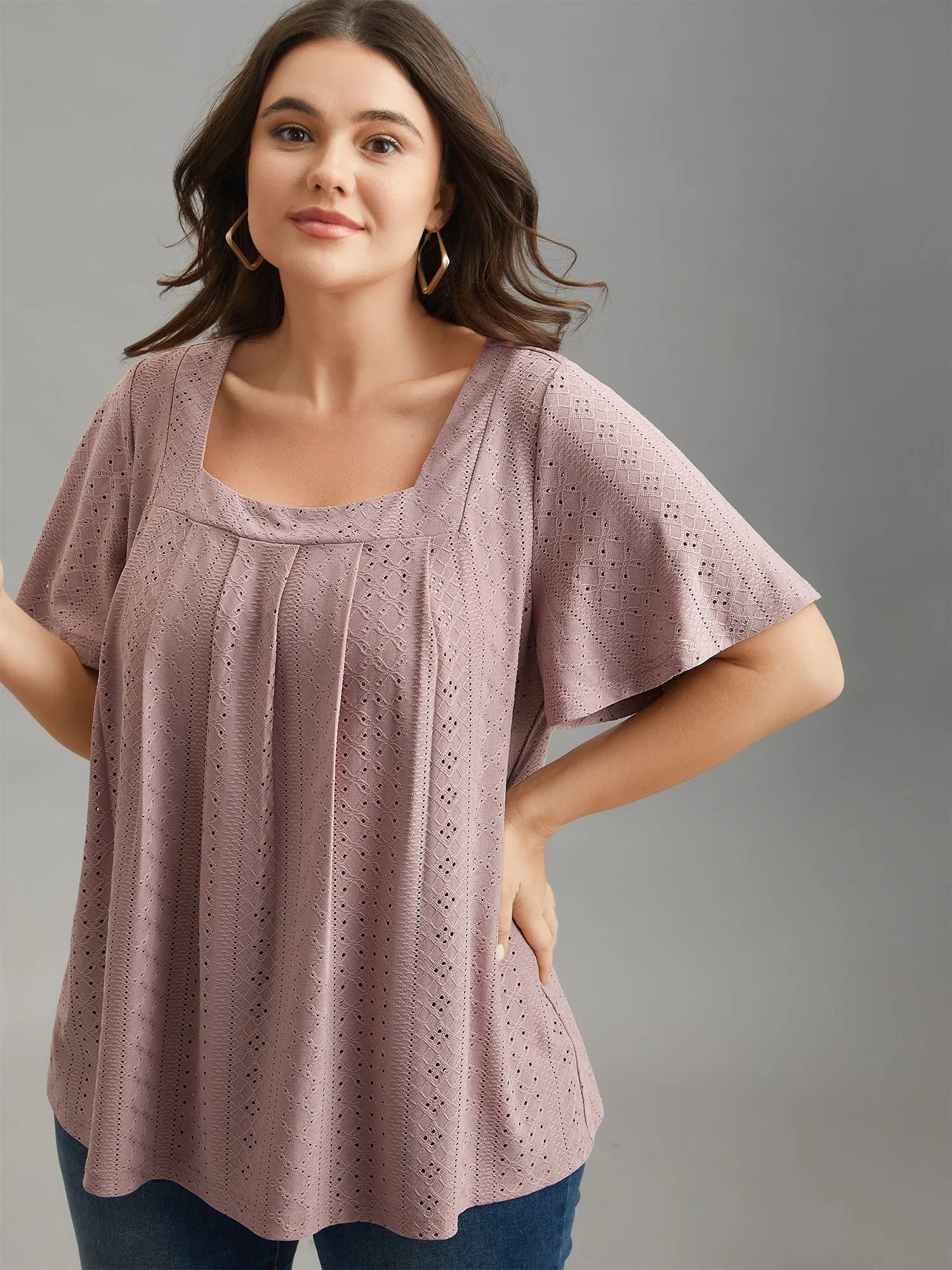 Textured Cut-Out Square Neck Shirt sold by Bloomchic product image thumbnail 2