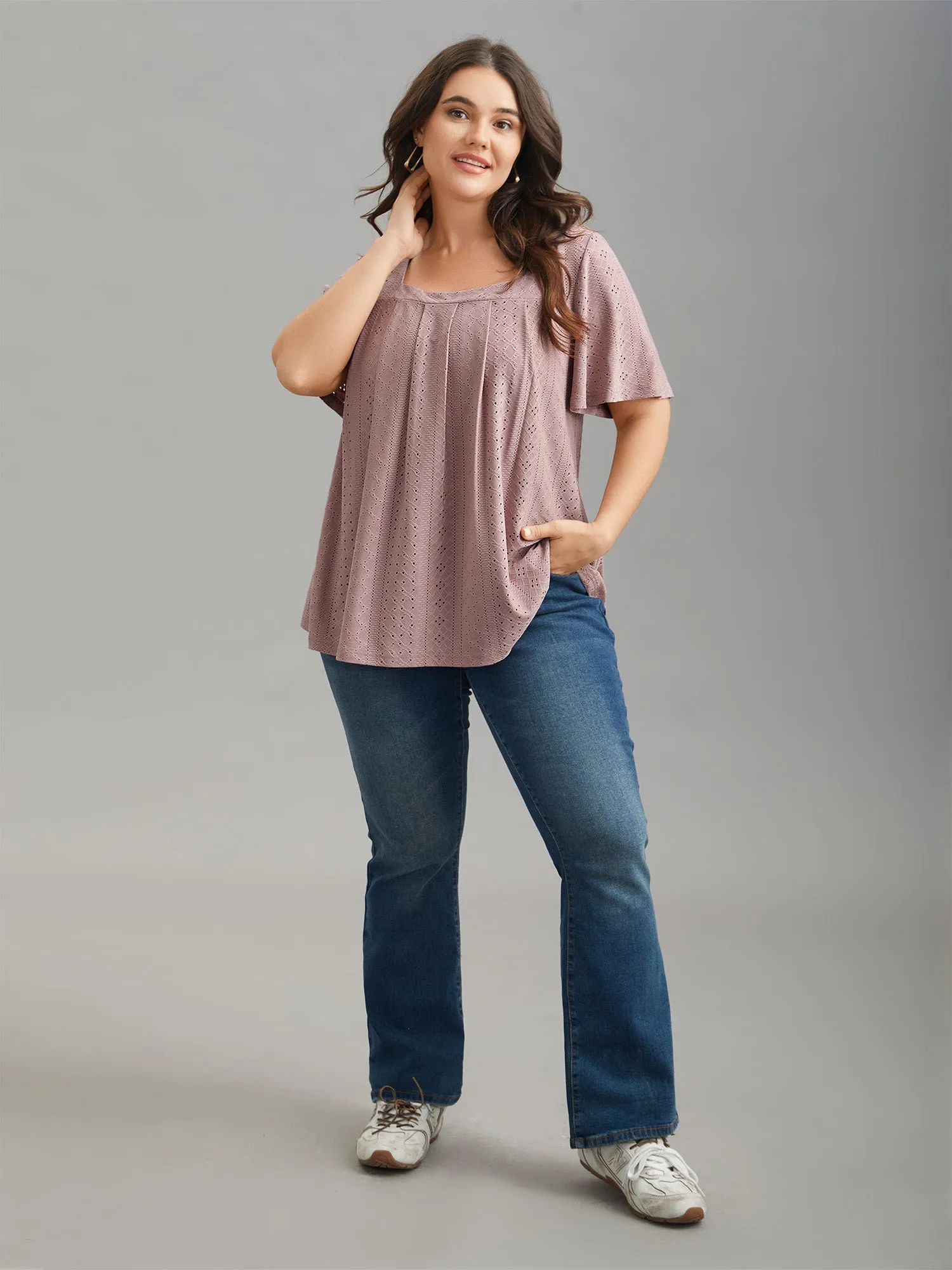 Textured Cut-Out Square Neck Shirt sold by Bloomchic product image thumbnail 5