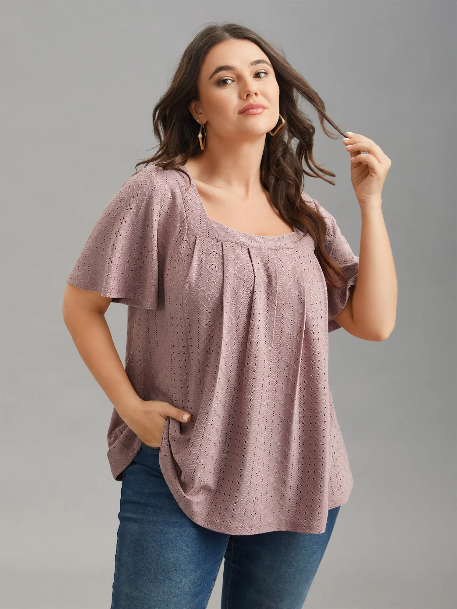 Textured Cut-Out Square Neck Shirt sold by Bloomchic product image thumbnail 3