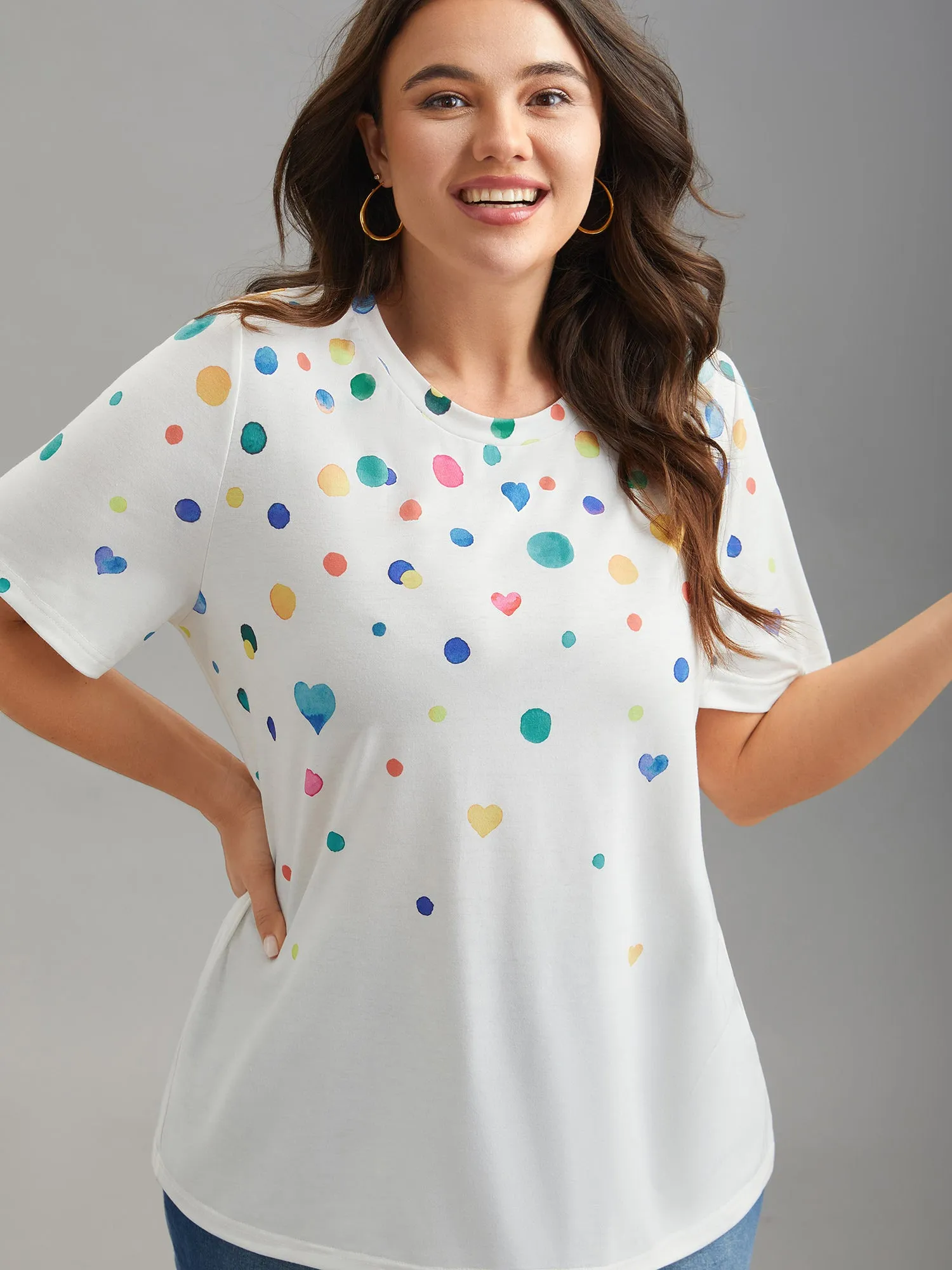 Geometric Print Crew Neck Fitted T-Shirt sold by Bloomchic product image thumbnail 2