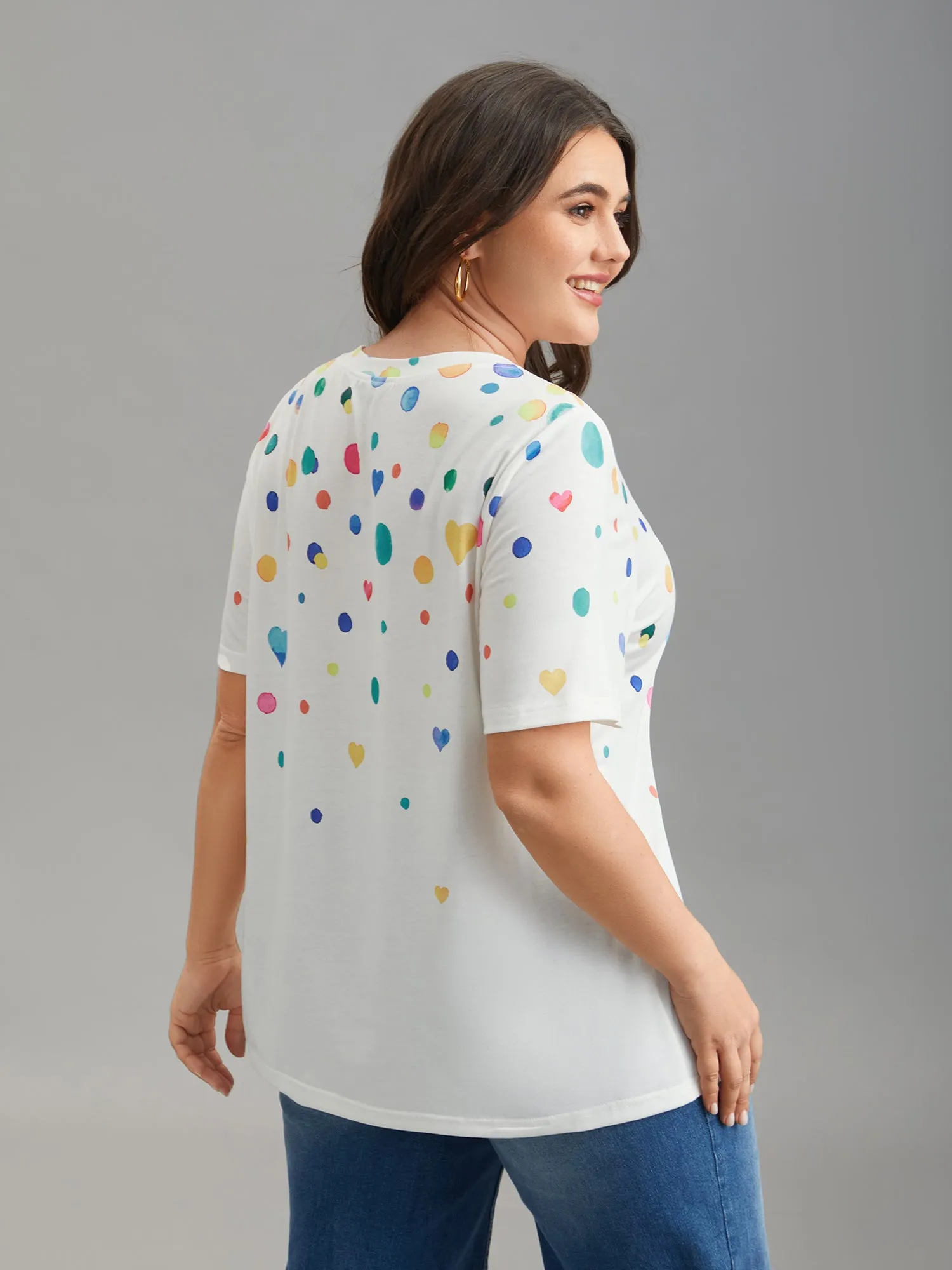 Geometric Print Crew Neck Fitted T-Shirt sold by Bloomchic product image thumbnail 5