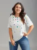 Geometric Print Crew Neck Fitted T-Shirt sold by Bloomchic