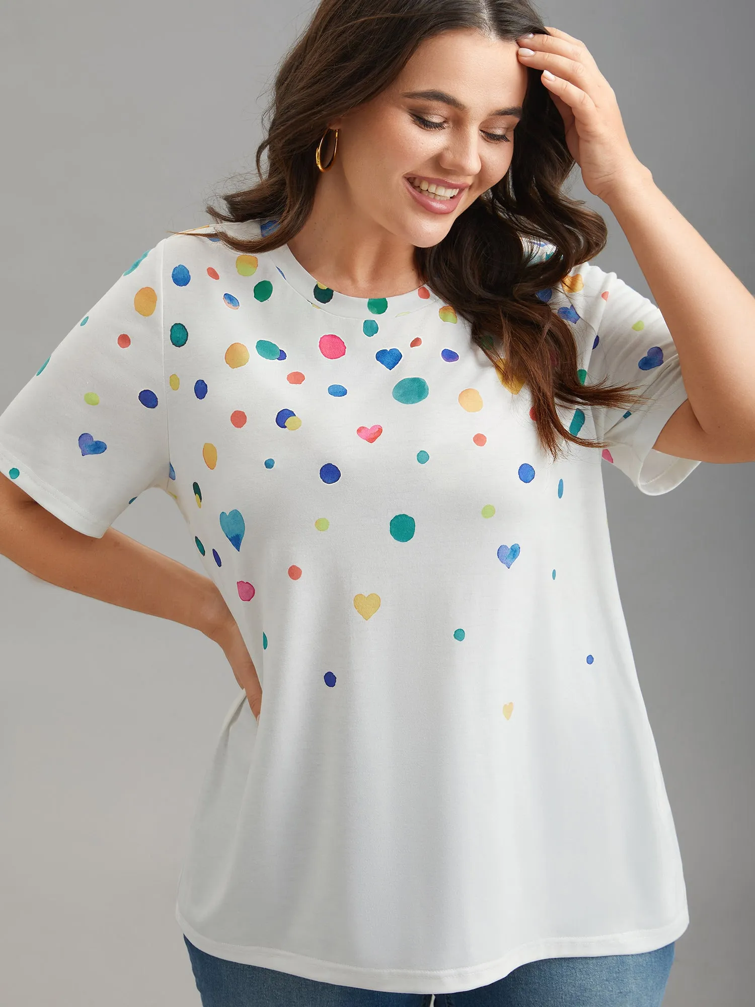 Geometric Print Crew Neck Fitted T-Shirt sold by Bloomchic product image thumbnail 3