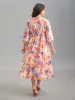 Floral Fusion Front-Placket Midi Dress sold by Bloomchic