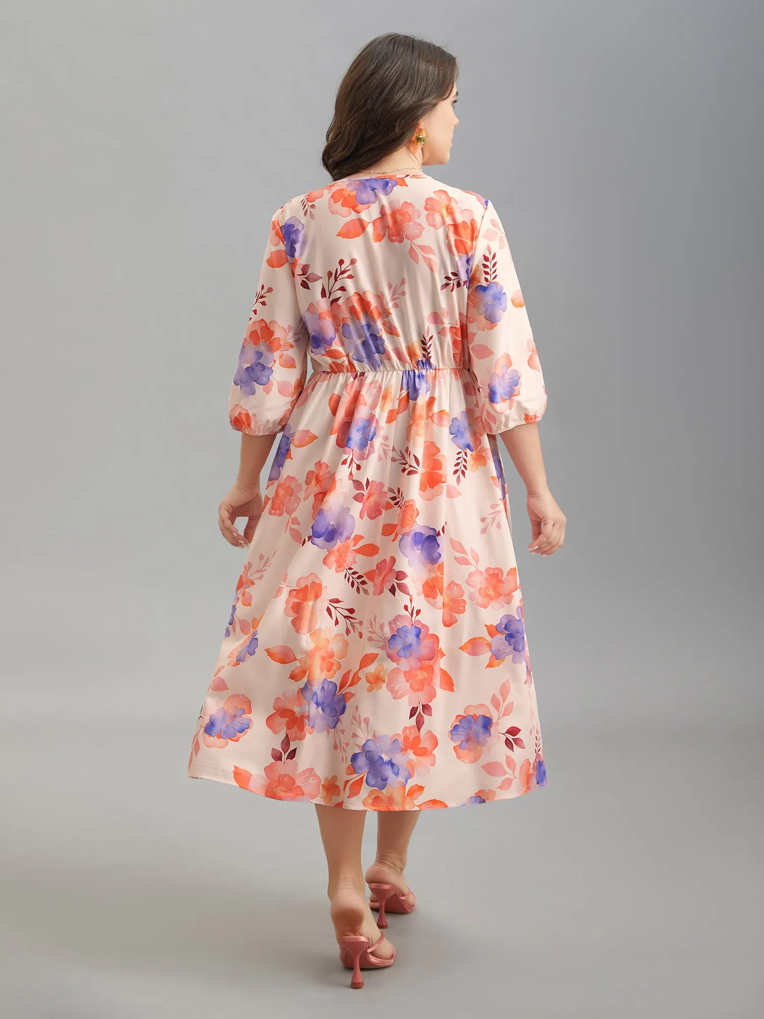 Floral Fusion Front-Placket Midi Dress sold by Bloomchic product image thumbnail 5