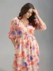 Floral Fusion Front-Placket Midi Dress sold by Bloomchic
