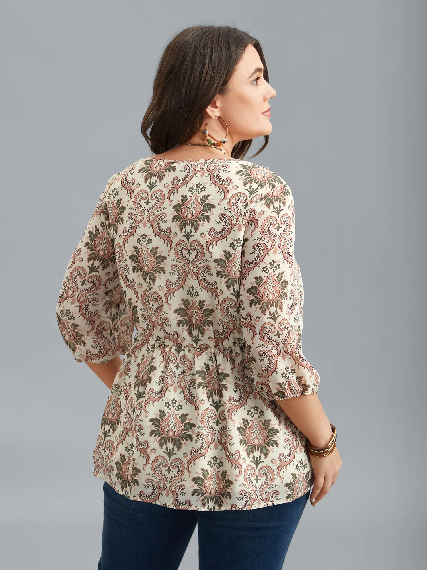 Ornate Print Stretchy Waist Lined Shirt sold by Bloomchic product image thumbnail 5