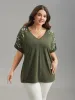 Stretchy Embroidered Drop Shoulder T-Shirt sold by Bloomchic