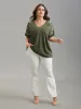 Stretchy Embroidered Drop Shoulder T-Shirt sold by Bloomchic