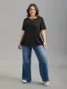 Stretchy Ripped Neck Fitted T-Shirt sold by Bloomchic