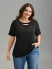 Stretchy Ripped Neck Fitted T-Shirt sold by Bloomchic