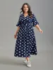 Polka Dots Surplice Neck Waist-Cinched Dress sold by Bloomchic