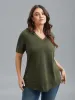 V-Neck Half-Sleeve T-Shirt sold by Bloomchic