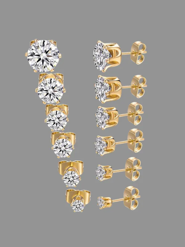 Multiple Pair Zirconium Diamond Studs sold by Bloomchic
