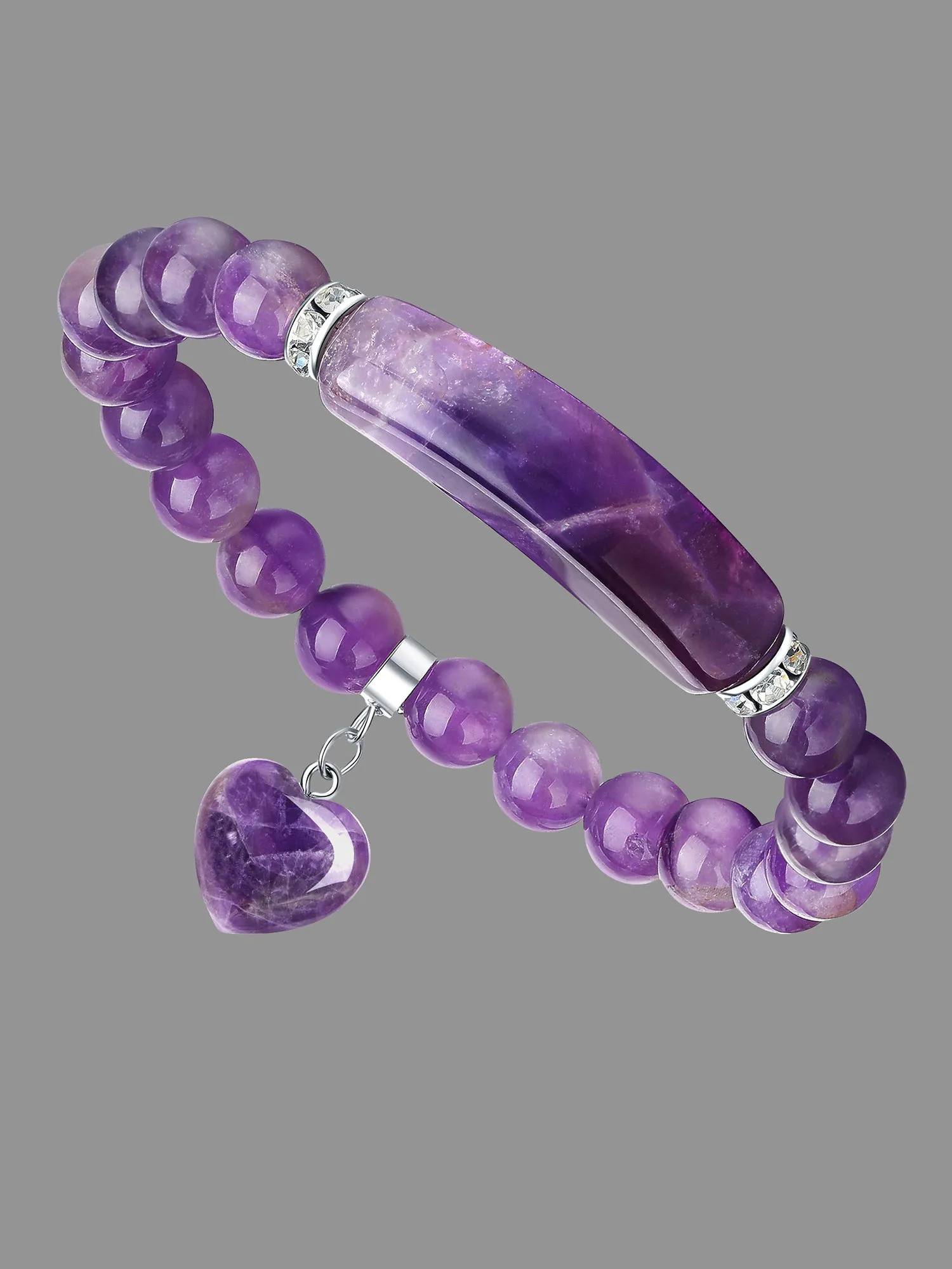 Natural Stone Heart Charm Bracelet sold by Bloomchic