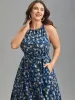 Floral Print Belted Stretchy Waist Midi Dress sold by Bloomchic