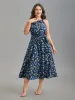 Floral Print Belted Stretchy Waist Midi Dress sold by Bloomchic