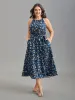 Floral Print Belted Stretchy Waist Midi Dress sold by Bloomchic