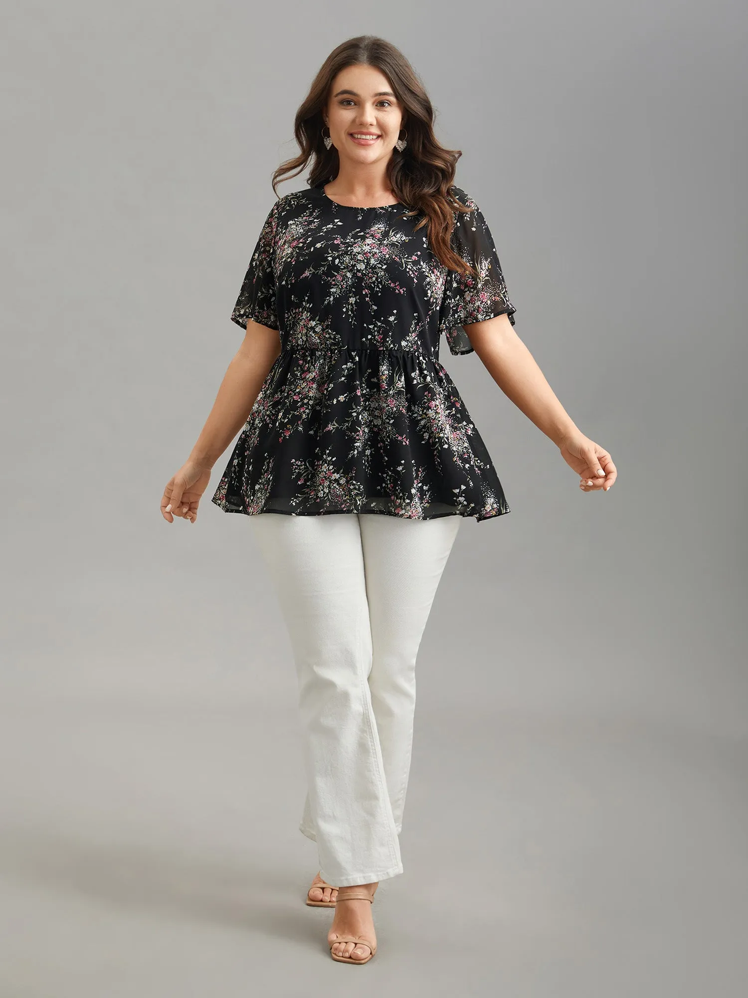 Floral Print Stretchy-Waist Lined Shirt sold by Bloomchic product image thumbnail 2