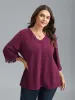 Textured Color-Block Lace Detail Shirt sold by Bloomchic