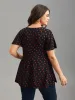 Heart Print Ruched Bust Stretchy Top sold by Bloomchic