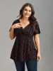 Heart Print Ruched Bust Stretchy Top sold by Bloomchic