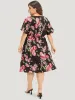 Floral Print Ruffle Sleeve Pocket V Neck Wrap Dress sold by Bloomchic