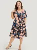 Floral Print Split Hem Belted Pocket Batwing Sleeve Dress sold by Bloomchic