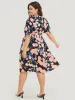 Floral Print Split Hem Belted Pocket Batwing Sleeve Dress sold by Bloomchic