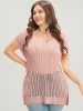Plain Vertical Striped Cut Out Split Hem Knit Top sold by Bloomchic