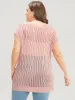 Plain Vertical Striped Cut Out Split Hem Knit Top sold by Bloomchic