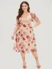 Silhouette Floral Print Mesh Puff Sleeve Dress sold by Bloomchic