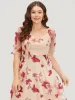 Silhouette Floral Print Mesh Puff Sleeve Dress sold by Bloomchic