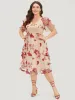 Silhouette Floral Print Mesh Puff Sleeve Dress sold by Bloomchic