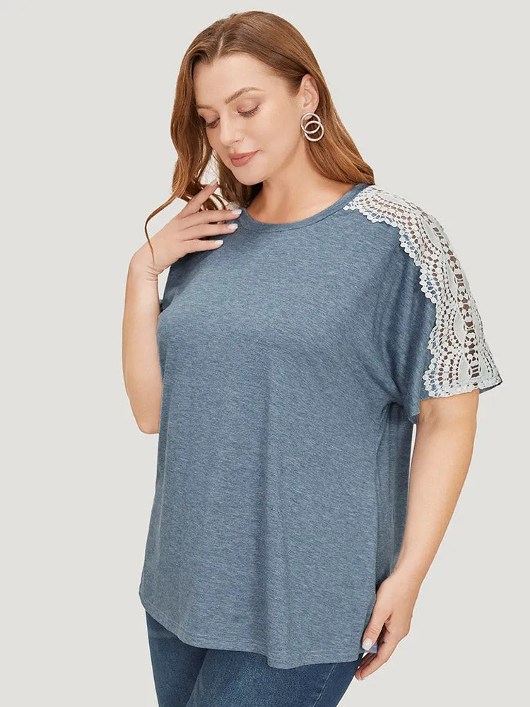 Solid Contrast Lace Heather T-shirt sold by Bloomchic product image thumbnail 5