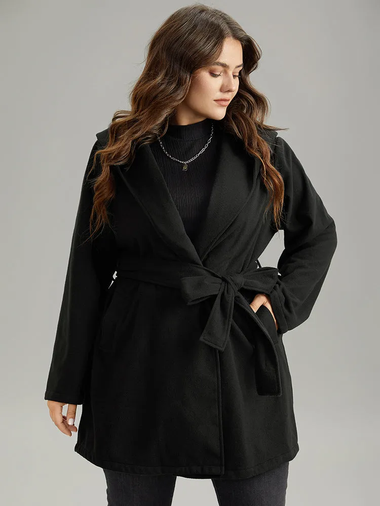 Plain Belted Hooded Tunic Pocket Coat sold by Bloomchic