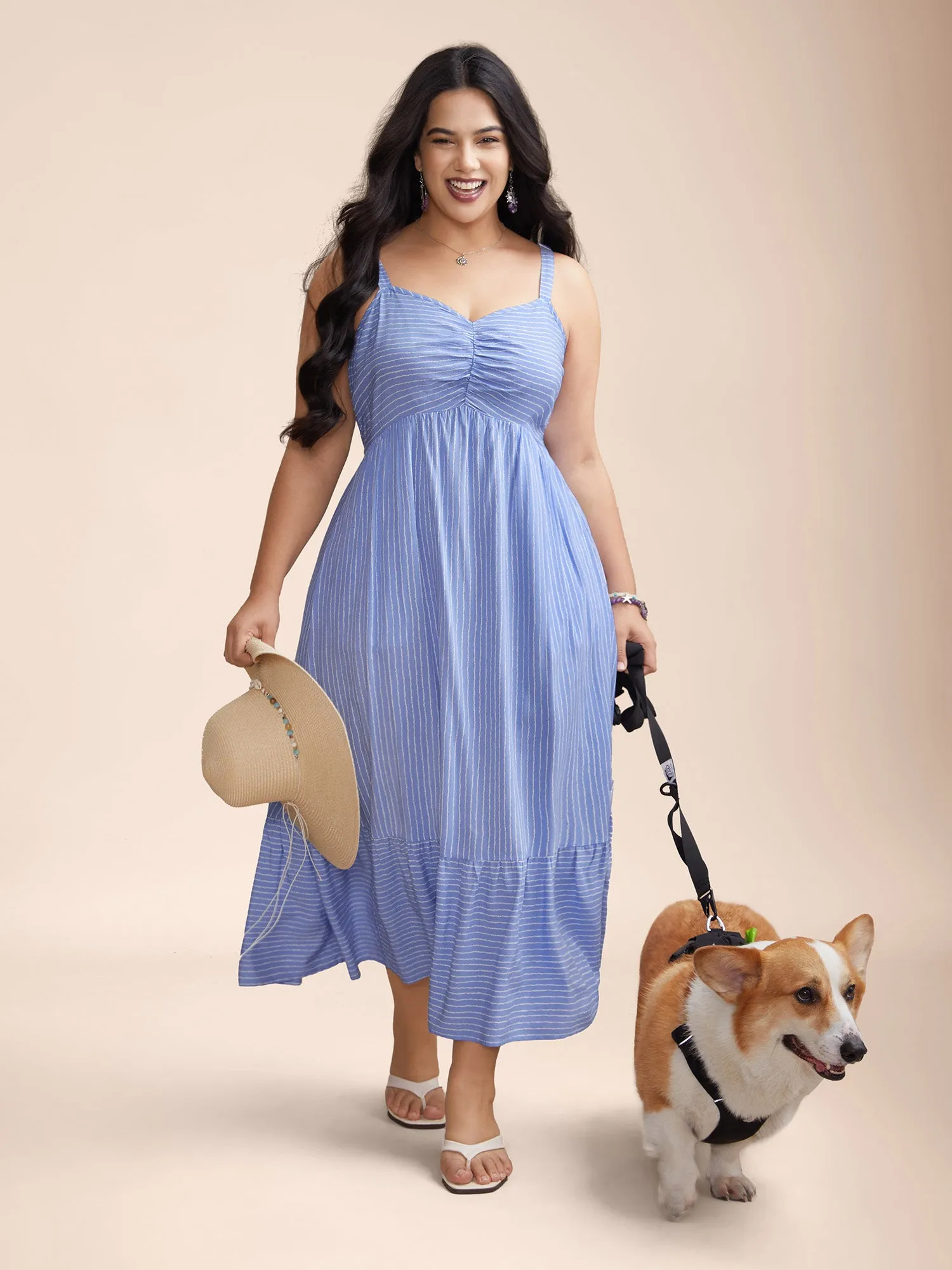 Striped Smocked Tiered Maxi Dress sold by Bloomchic