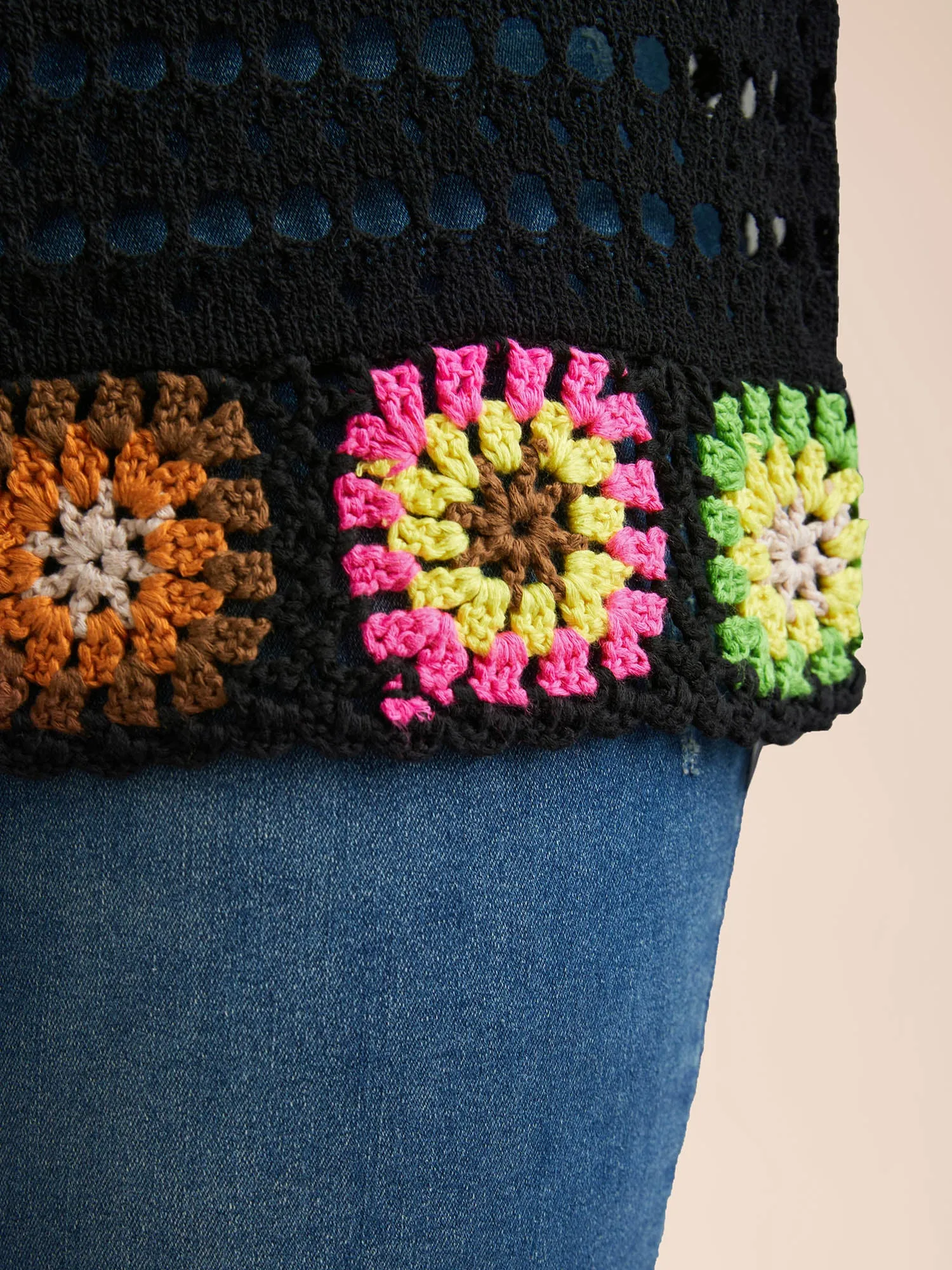 Hand Crochet Floral Cut-Out Pullover sold by Bloomchic product image thumbnail 4