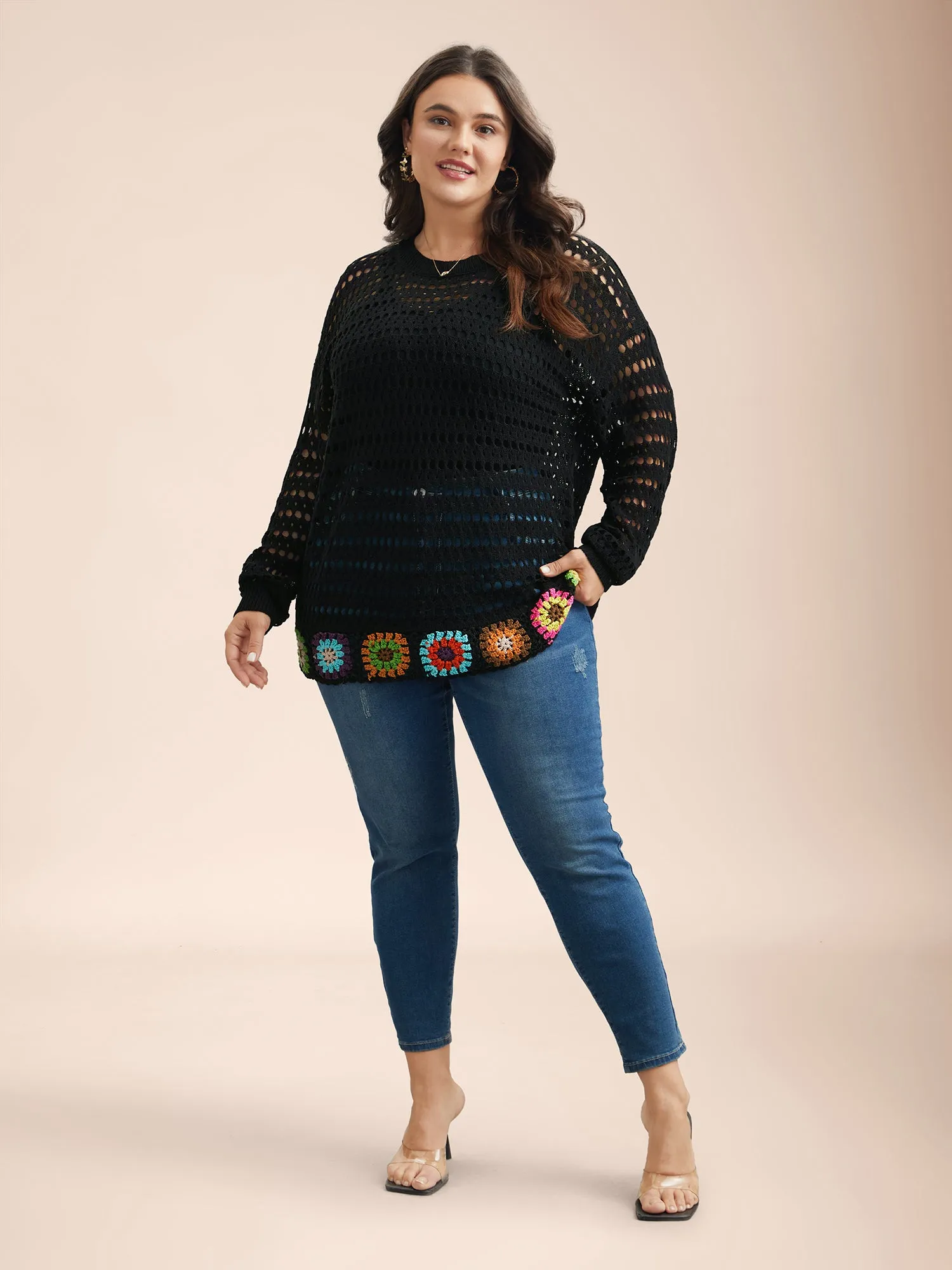 Hand Crochet Floral Cut-Out Pullover sold by Bloomchic product image thumbnail 3