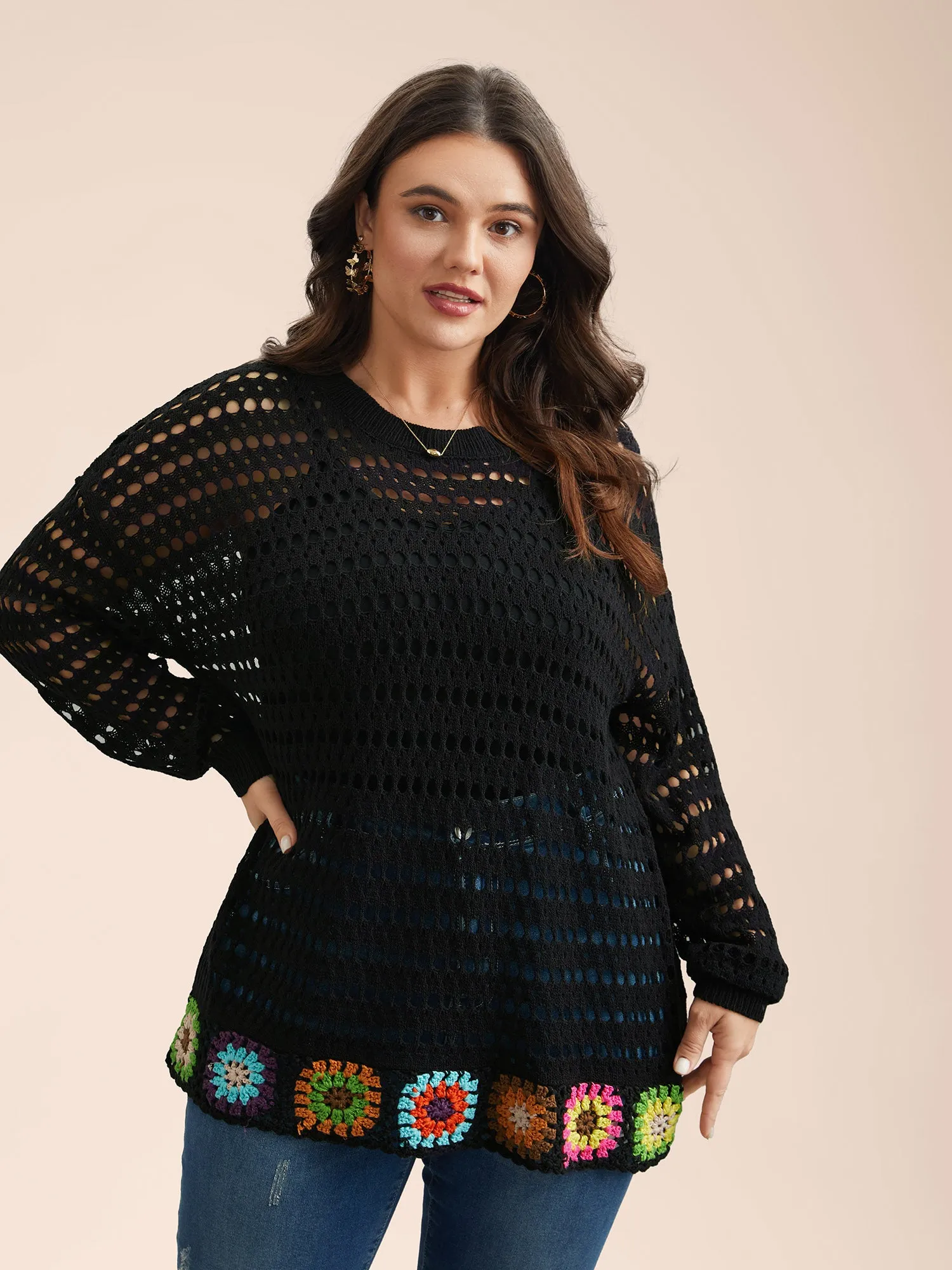 Hand Crochet Floral Cut-Out Pullover sold by Bloomchic