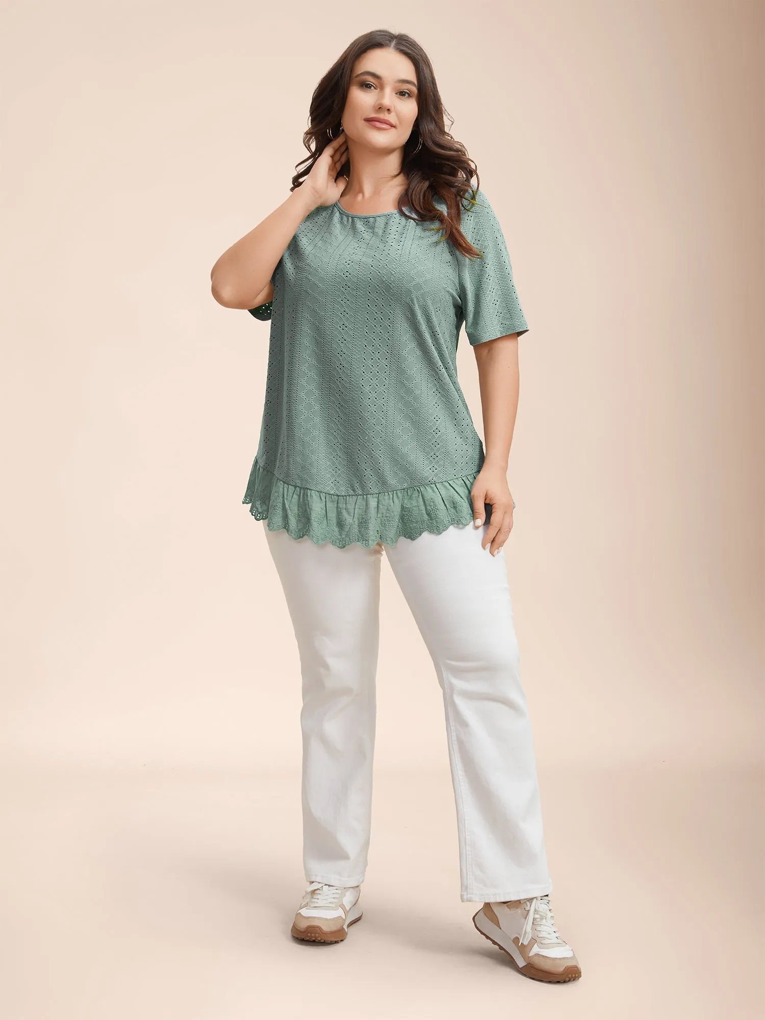 Textured Raglan Sleeve Lace Top sold by Bloomchic product image thumbnail 3
