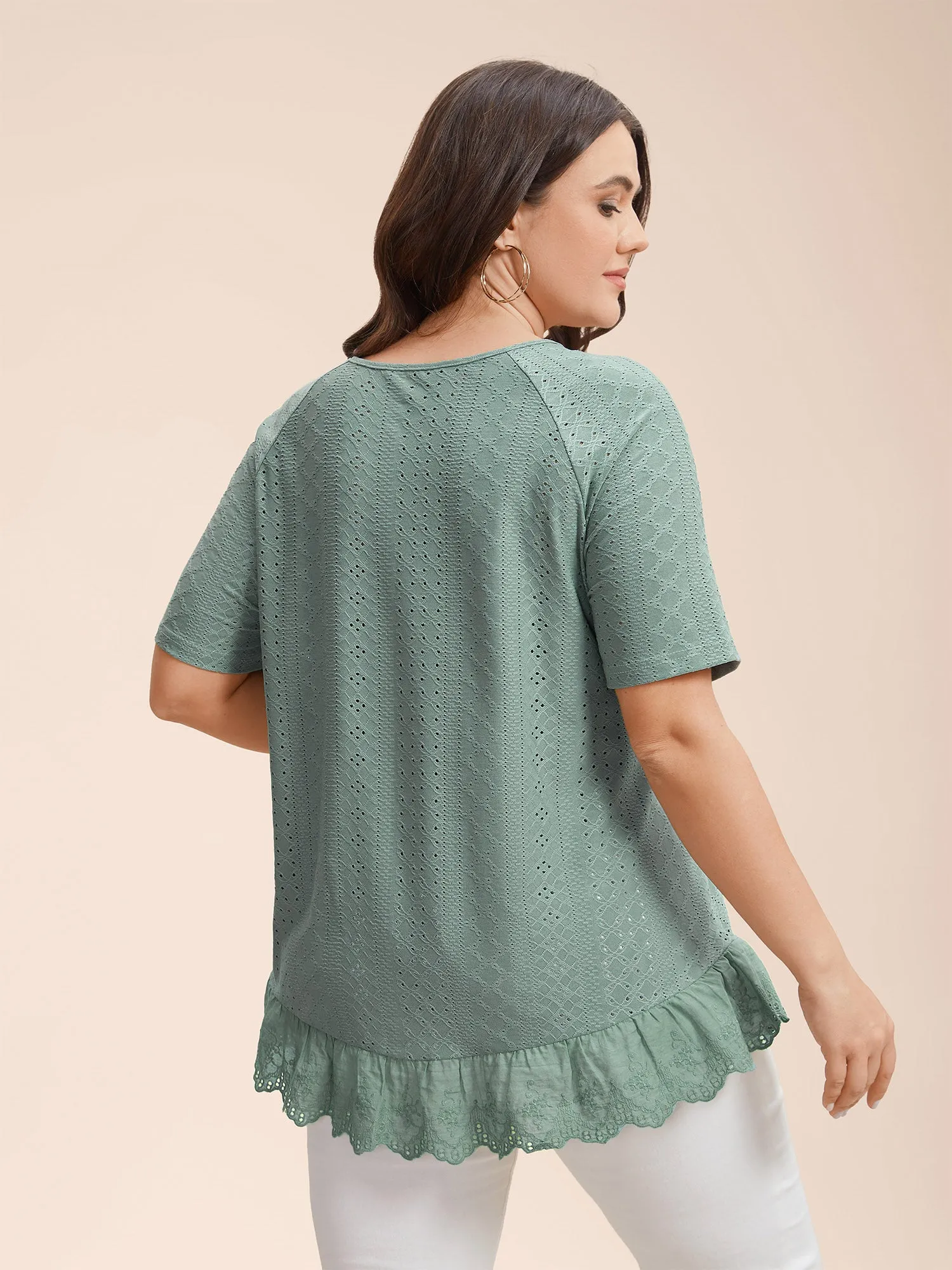Textured Raglan Sleeve Lace Top sold by Bloomchic product image thumbnail 4