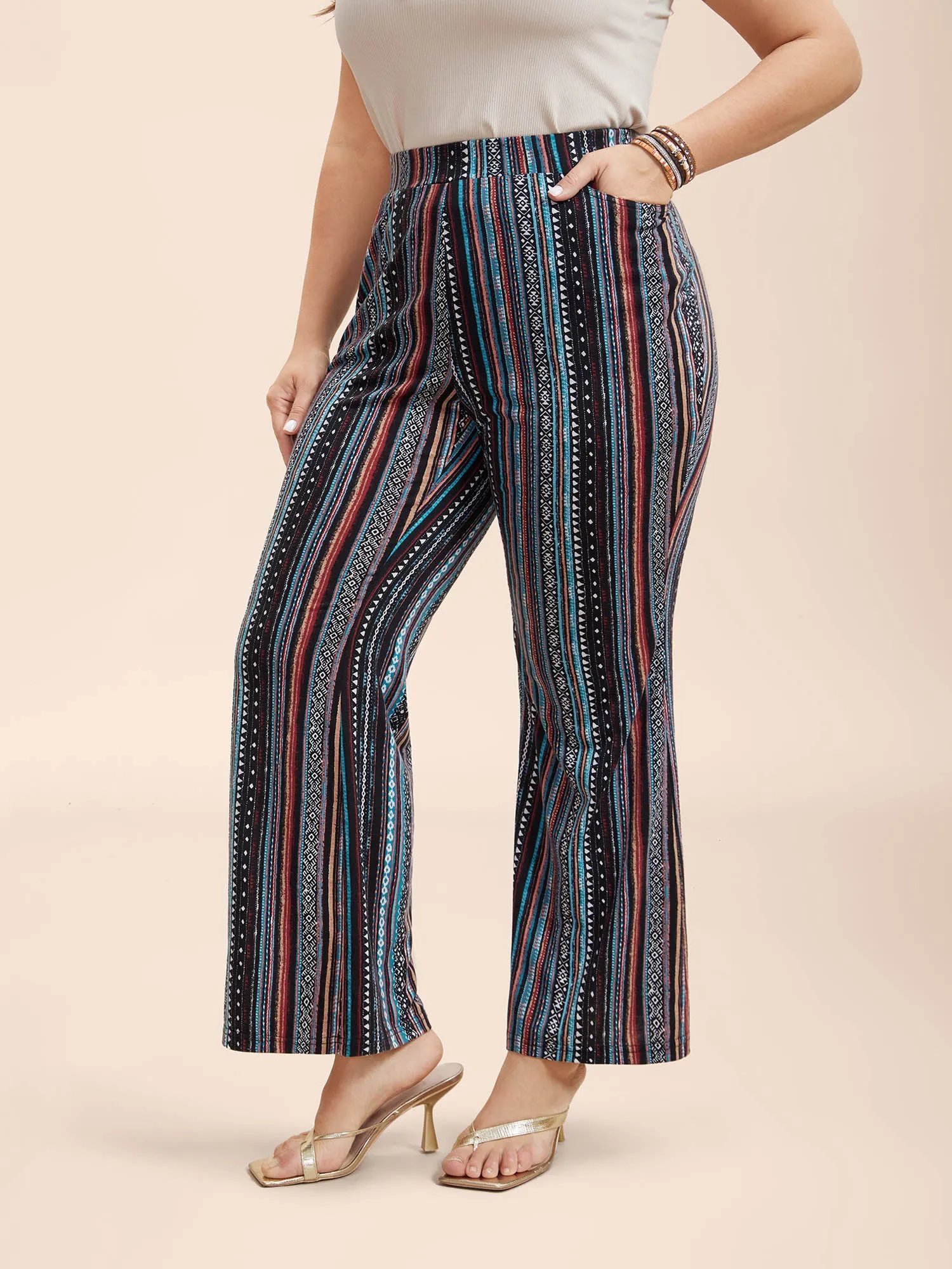 Floral Pattern Midi-Rise Bootcut Legging sold by Bloomchic product image thumbnail 4