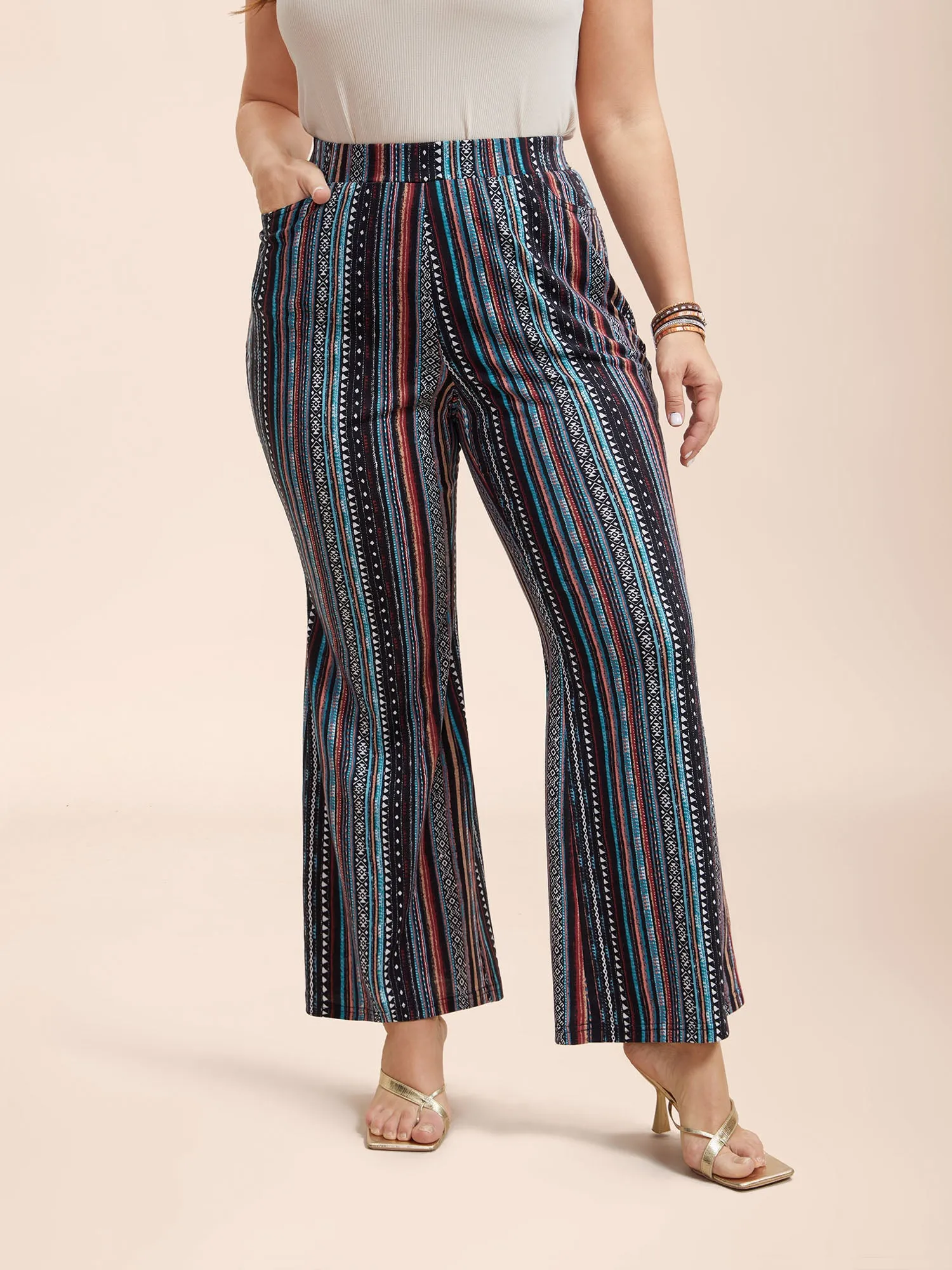 Floral Pattern Midi-Rise Bootcut Legging sold by Bloomchic