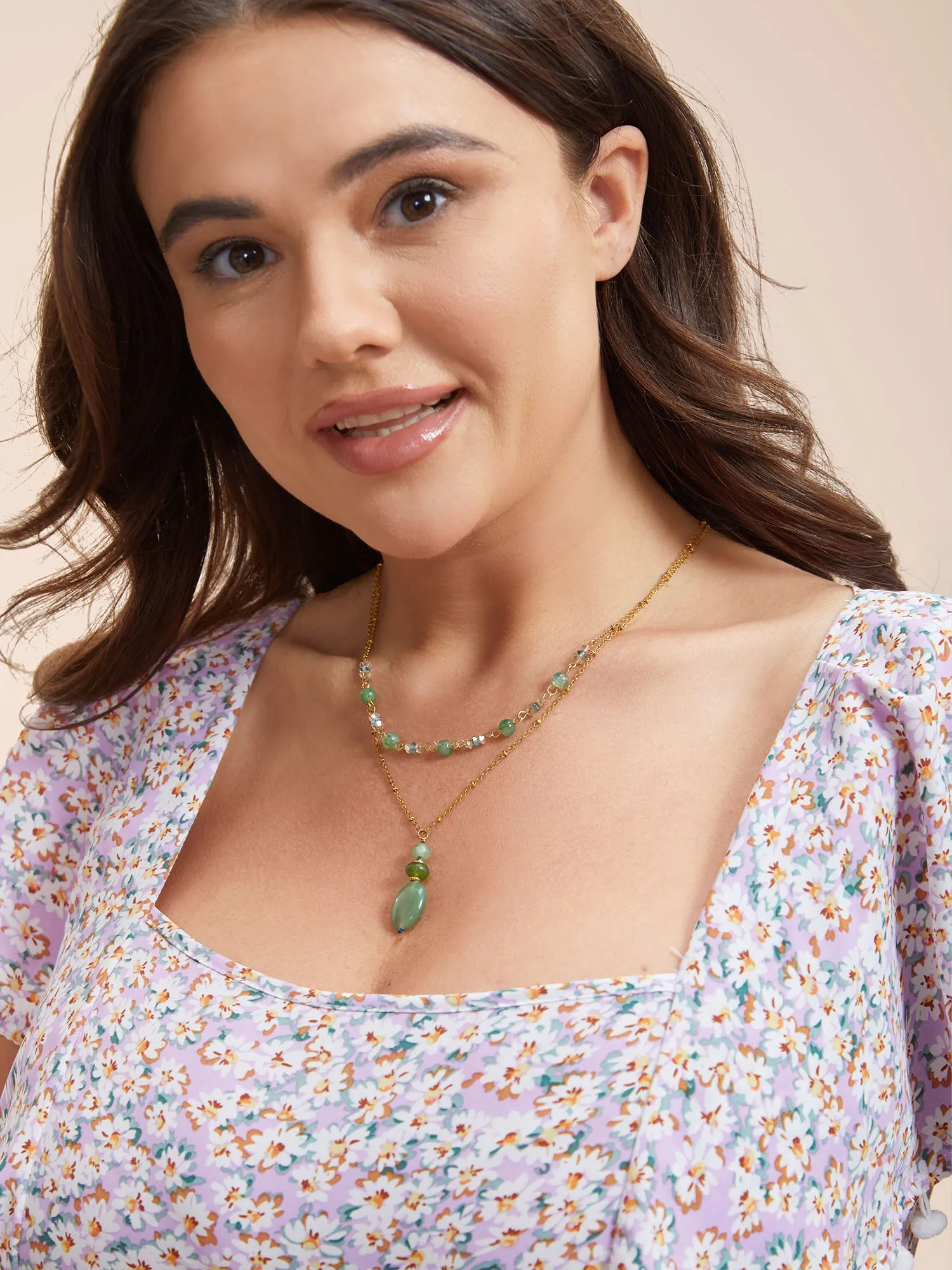 Natural Stone Layered Necklace sold by Bloomchic product image thumbnail 3