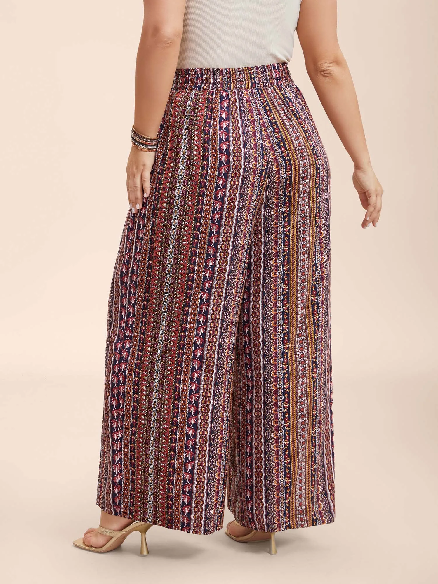 Boho Print Belted Flared Pants sold by Bloomchic product image thumbnail 5