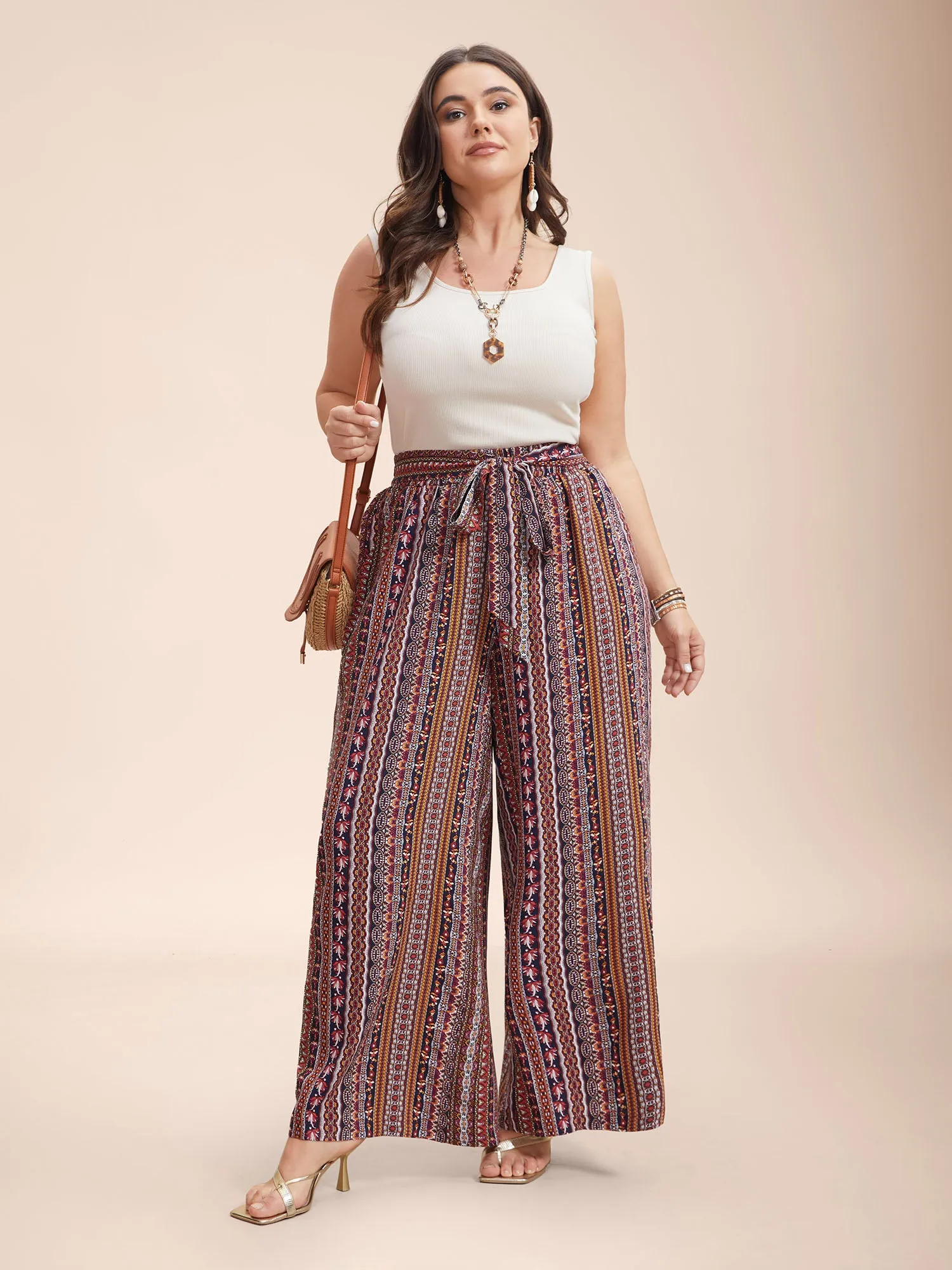 Boho Print Belted Flared Pants sold by Bloomchic product image thumbnail 2