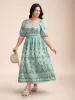 Boho Print Waist Defining Midi Dress sold by Bloomchic